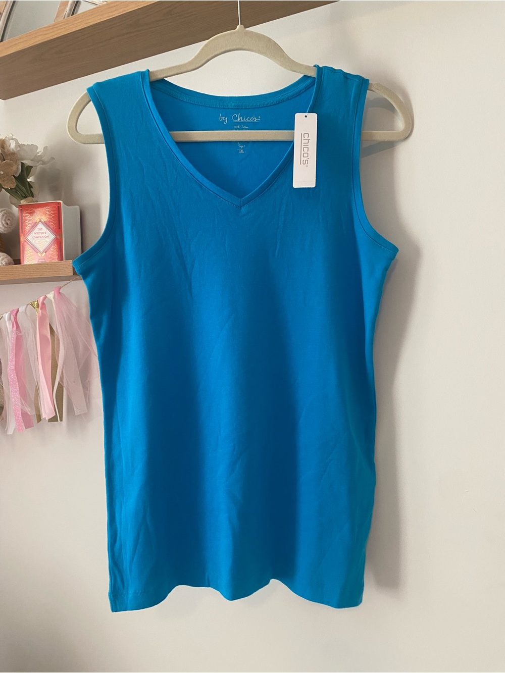 Chico's Bright Turquoise V-Neck Tank Top